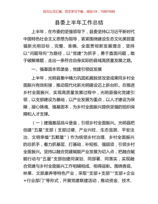 县委上半年工作总结.docx