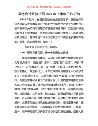 县综合行政执法局2024年上半年工作总结.docx
