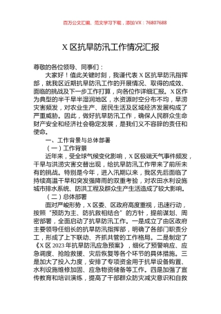 X区抗旱防汛工作情况汇报.docx