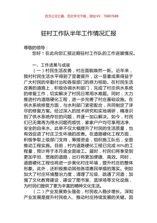 驻村工作队半年工作情况汇报.docx