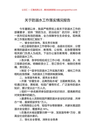 关于防溺水工作落实情况报告.docx