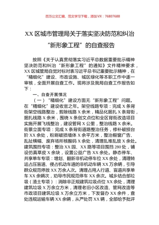 XX区城市管理局关于落实坚决防范和纠治“新形象工程”的自查报告.docx