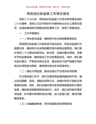 局党组纪检监察工作情况报告.docx