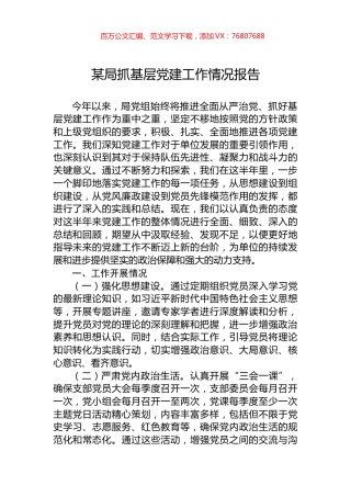 某局抓基层党建工作情况报告.docx