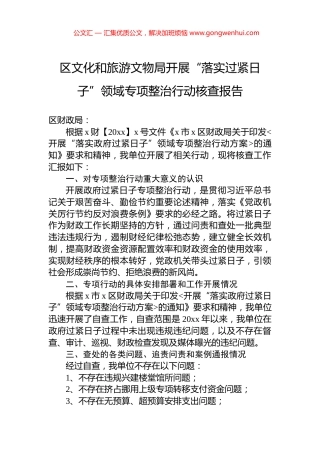 区文化和旅游文物局开展“落实过紧日子”领域专项整治行动核查报告.docx