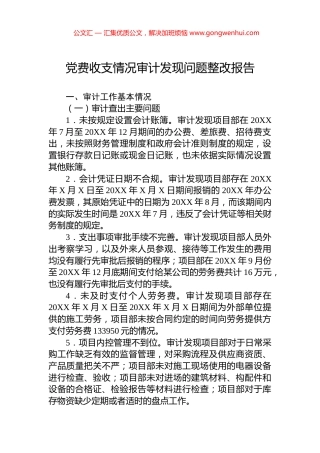 党费收支情况审计发现问题整改报告.docx