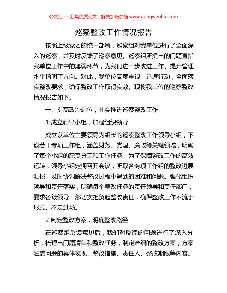 巡察整改工作情况报告.docx_第1页
