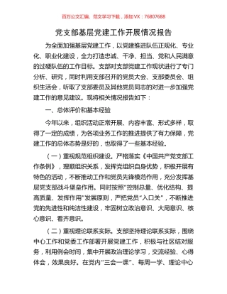 党支部基层党建工作开展情况报告.docx