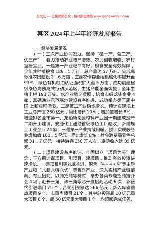 某区2024年上半年经济发展报告.docx