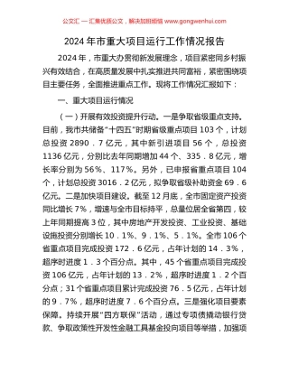 2024年市重大项目运行工作情况报告 (2).docx