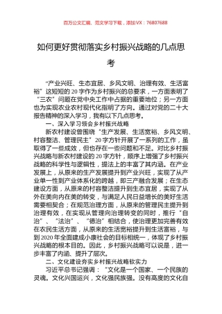 如何更好贯彻落实乡村振兴战略的几点思考.docx