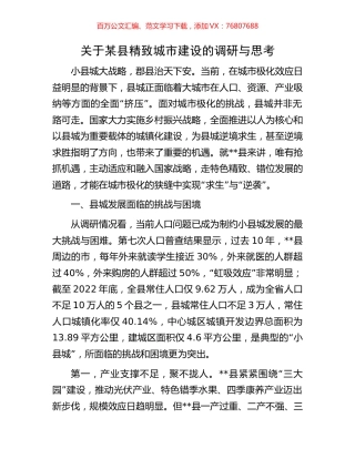 关于某县精致城市建设的调研与思考.docx
