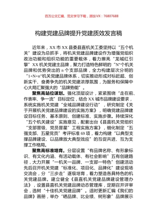 构建党建品牌提升党建质效发言稿.docx