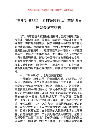 “青年挺膺担当、乡村振兴有我”主题团日座谈会发言材料.docx