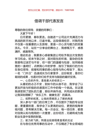 借调干部代表发言.docx