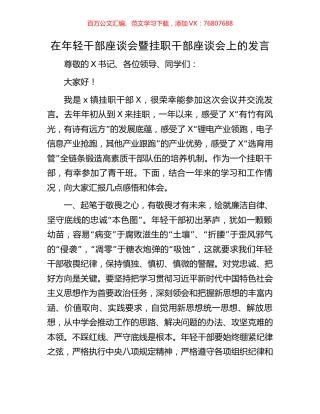 在年轻干部座谈会暨挂职干部座谈会上的发言.docx