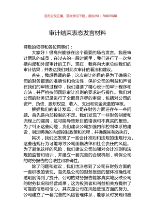 审计结束表态发言材料.docx