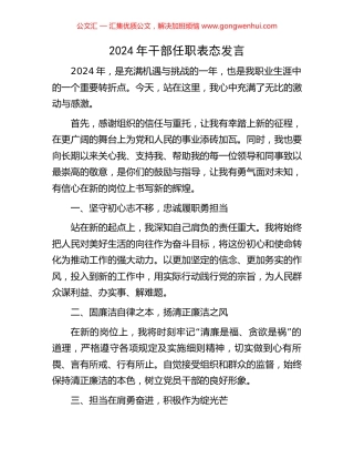2024年干部任职表态发言.docx