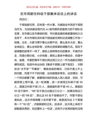 在市局新任科级干部集体谈话上的讲话.docx