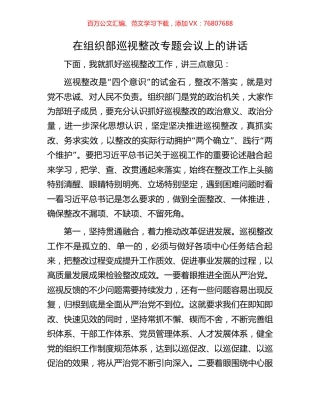 在组织部巡视整改专题会议上的讲话.docx