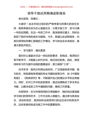 领导干部试用期满述职报告.docx