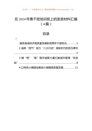 在2024年青干班培训班上的发言材料汇编（4篇）.docx