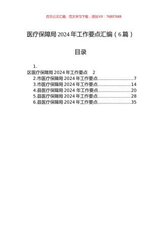 医疗保障局2024年工作要点汇编（6篇）.docx