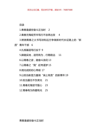 在全县年轻干部座谈会上的发言材料汇编（12篇）.docx
