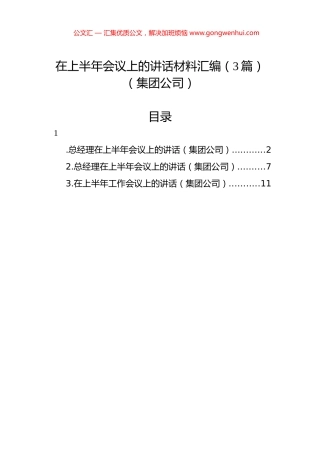 在上半年会议上的讲话材料汇编（3篇）（集团公司）.docx