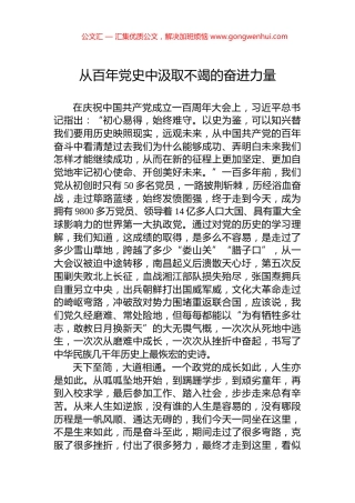 从百年党史中汲取不竭的奋进力量