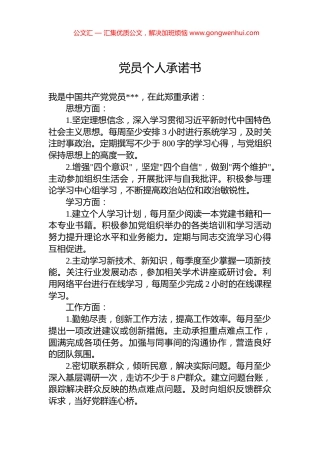 党员个人承诺书 (2)
