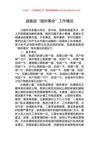 县推进“厕所革命”工作情况