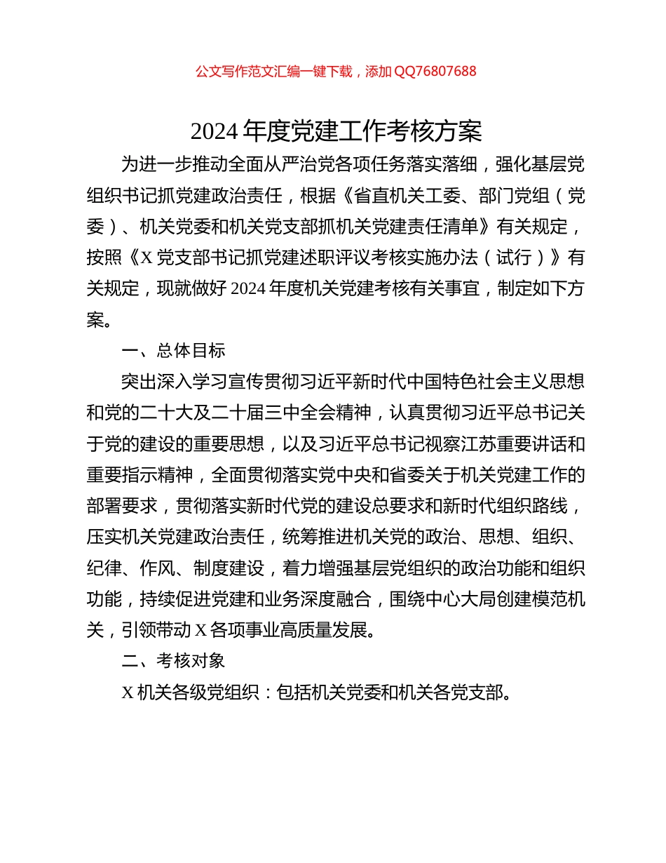 2024年度党建工作考核方案_第1页