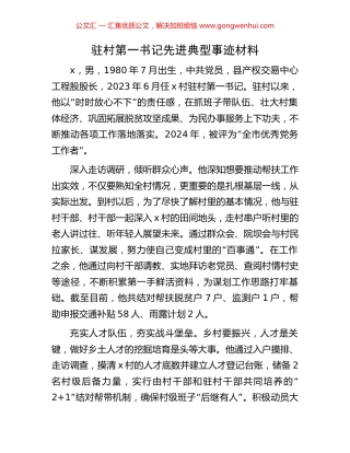 驻村第一书记先进典型事迹材料