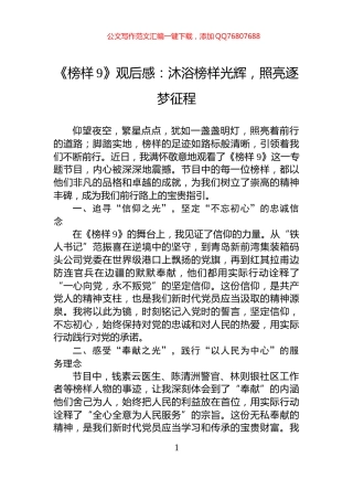 《榜样9》观后感：沐浴榜样光辉，照亮逐梦征程