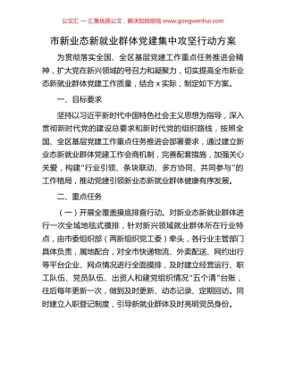市新业态新就业群体党建集中攻坚行动方案