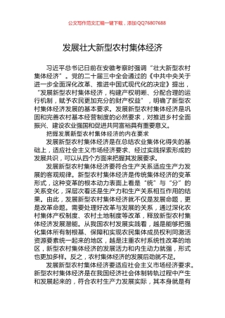 发展壮大新型农村集体经济