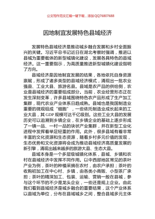 因地制宜发展特色县域经济