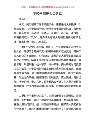 年轻干部座谈会讲话