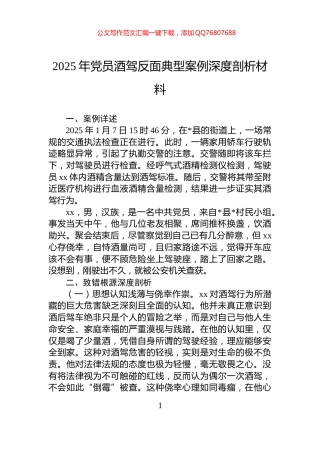 2025年党员酒驾反面典型案例深度剖析材料