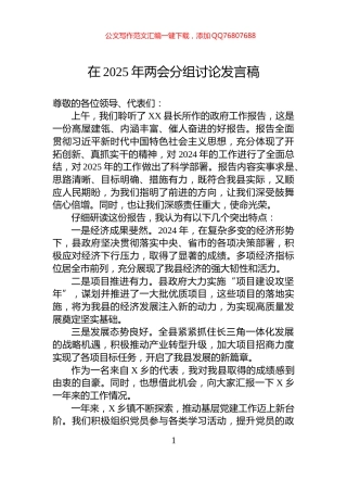 在2025年两会分组讨论发言稿