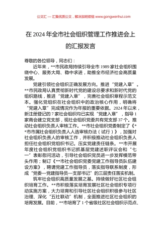 在2024年全市社会组织管理工作推进会上的汇报发言 (2)