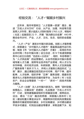 经验交流：“人才+”赋能乡村振兴