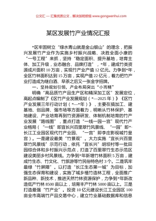 某区发展竹产业情况汇报