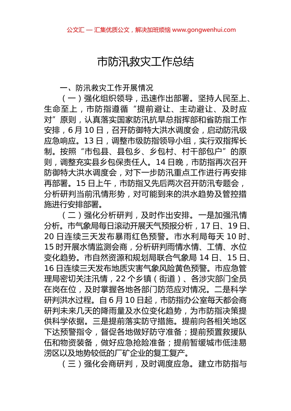 市防汛救灾工作总结_第1页