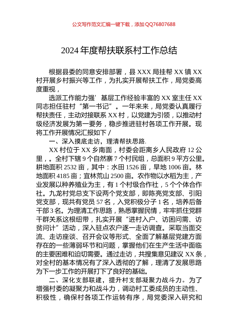 2024年度帮扶联系村工作总结_第1页