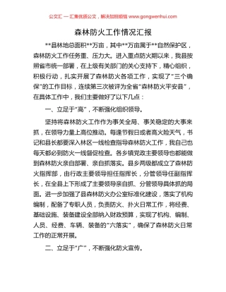 森林防火工作情况汇报