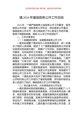 镇2024年基层政务公开工作总结