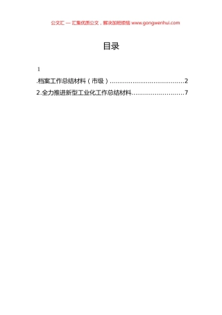 档案工作总结材料（市级）