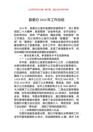 县委办2024年工作总结